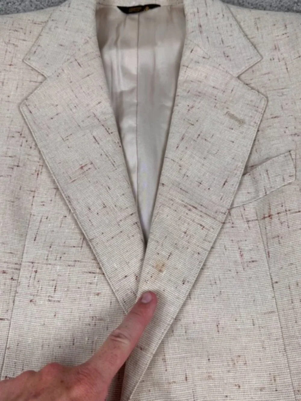 VTG 70’s Men’s Beige Speckled Flared 3pc Suit 36L 30x32 Union USA Made 10” Leg